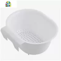 可挂式水沥水架厨房洗菜篮水池滤塑料洗菜盆 FENGHOU 白色