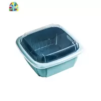 双层洗菜沥水篮带盖客厅果盆便携上班茶几冰箱果篮厨房蔬菜保鲜盒 FENGHOU 买3送1颜色随机洗菜篮洗菜篮