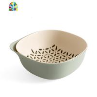 双层洗菜盆厨房洗菜篮水果篮家用水果盘创意客厅果盘蓝 FENGHOU O派深绿色