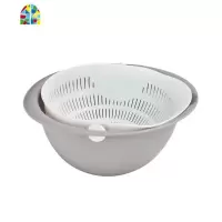 翻转沥水篮厨房用品反转淘菜篮子双层客厅创意塑料果盘菜盆洗菜篮 FENGHOU 北欧灰