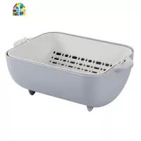 厨房洗菜盆双层家用旋转水果盘塑料北欧客厅创意长方形果篮 FENGHOU 北欧绿洗菜篮洗菜篮