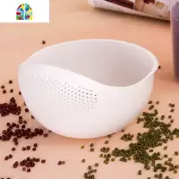 创意加厚小麦秸秆淘米器厨房用 洗米筛淘米盆塑料沥水果篮洗菜筐 FENGHOU 白色小号洗菜篮洗菜篮
