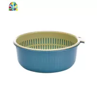 双层洗菜篮多功能塑料圆形厨房洗菜盆家用菜篮子水果篮果盘 FENGHOU 北欧粉