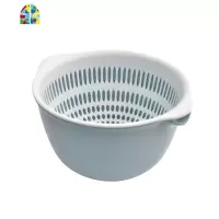 洗菜盆水果北欧风格塑料厨房客厅双层家用菜篮创意果篮 FENGHOU 大号灰色洗菜篮洗菜篮