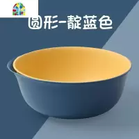 厨房塑料双层洗菜盆家用创意客厅水果盘洗水果洗菜篮子 FENGHOU 蓝色椭圆大号