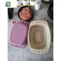 家用多功能长方形洗菜篮沥水双层水果篮塑料洗菜盆果盘 FENGHOU 绿色