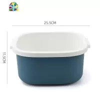双层沥水蓝塑料家用洗菜盆洗菜篮厨房创意洗水果盘多功能镂空菜盆 FENGHOU 深蓝色