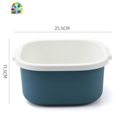 双层沥水蓝塑料家用洗菜盆洗菜篮厨房创意洗水果盘多功能镂空菜盆 FENGHOU 深蓝色