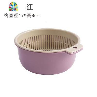水果洗水果洗菜盆双层厨房淘菜盆塑料控水篮洗菜篮子镂空大 FENGHOU 双层大号2个+小号2个