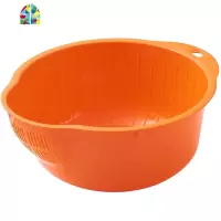 厨房洗米蓝塑料淘米萝小号果蔬蓝沥水洗菜蓝果盆彩色水果篮 FENGHOU 橙色洗菜篮洗菜篮
