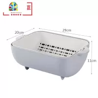 厨房双层方形旋转洗菜盆创意沥水洗菜篮水果篮蔬菜篮水果盆 FENGHOU 黄黄色