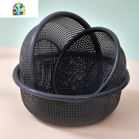 厨房用品家用洗菜盆洗水果三件套塑料筛子圆形镂空子 FENGHOU 三件套(蓝色)洗菜篮洗菜篮