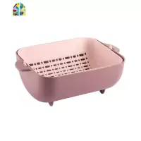 抖音双层家用塑料洗菜盆火锅拼盘蔬菜篮子水果盘镂空厨房 FENGHOU 北欧粉洗菜篮洗菜篮