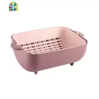 抖音双层家用塑料洗菜盆火锅拼盘蔬菜篮子水果盘镂空厨房 FENGHOU 北欧蓝洗菜篮洗菜篮
