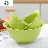 厨房加厚双层滴水篮子塑料家用创意水果盘蔬菜沥水筛洗菜淘米漏盆 FENGHOU 新款六件套新北欧浅绿[加厚]洗菜篮洗菜篮