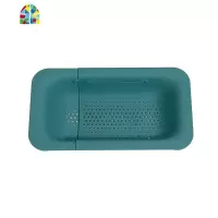 可伸缩洗菜篮淘菜盆沥水篮长方形塑料水果盘家用厨房水洗碗收纳 FENGHOU 绿色