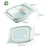 可折叠洗菜盆厨房多功能菜板洗水果盘家用塑料菜篮子 FENGHOU 淡粉色洗菜篮洗菜篮