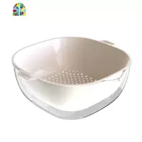 双层家用塑料洗菜洗水果厨房淘菜洗菜盆密孔多用篮 FENGHOU 柠檬黄洗菜篮洗菜篮