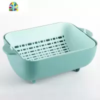 创意水果盘双层洗菜盆现代客厅家用厨房塑料菜篮子淘米 FENGHOU 深松绿旋转沥水洗菜篮洗菜篮