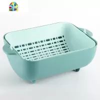 创意水果盘双层洗菜盆现代客厅家用厨房塑料菜篮子淘米 FENGHOU 马卡龙粉色两层装上下沥水洗菜篮洗菜篮