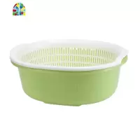 双层大号洗菜篮厨房洗菜篮家用多功能圆形洗菜盆水果篮 FENGHOU 果绿色