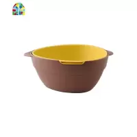 双层家用厨房水果盘洗菜盆客厅塑料淘菜筐收纳菜盘子 FENGHOU 红黄双层洗菜篮洗菜篮