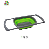 可折叠伸缩洗菜盆厨房多功能家用水沥水架水池洗碗收纳筐 FENGHOU 折叠伸缩沥水-红灰[买就送3条棉柔抹布]洗菜洗菜篮