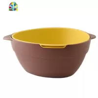 家用塑料双层洗菜篮厨房洗菜器沥水篮子创意现代客厅水果盆水果篮 FENGHOU 深浅绿[双层沥水更耐用]