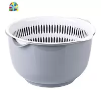 新疆百货双层洗菜盆客厅水果盘家用塑料菜篮子洗菜篮 FENGHOU 大号杏色具体尺寸见详情页