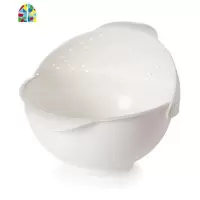 家用厨房翻盖滤水篮可旋转沥水篮淘米洗菜水果塑料盆篮新疆 FENGHOU 白色洗菜篮洗菜篮