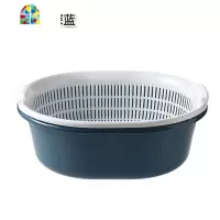 创意双层塑料洗菜篮 家用厨房淘米洗菜盆收纳水果盘 FENGHOU 长方形浅灰