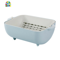 双层洗菜盆洗菜旋转菜筐厨房创意家用漏水盘洗蔬菜水果 FENGHOU 深绿色洗菜篮洗菜篮