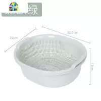 双层洗菜篮子厨房用品塑料沥水篮淘米家用收纳筐大号洗水果盆加厚 FENGHOU 北欧绿