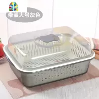 家用双层塑料洗菜盆水果盘沥水蓝子加厚带盖厨房水洗菜篮 FENGHOU 卡其色(大号无盖)