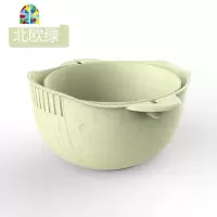 双层洗菜盆洗菜厨房筛淘米篮客厅家用创意水果盘漏水盘 FENGHOU 360°旋转北欧绿洗菜篮洗菜篮