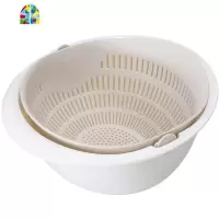 洗菜篮淘米盆沥水洗水果盆果盘双层旋转家用洗菜盆厨房淘米篮细孔 FENGHOU 粉色