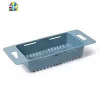 可伸缩厨房洗菜盆子双层镂空洗水果托盘家用厨房餐具架 FENGHOU 黄+蓝[套装]内层可伸缩沥水洗菜篮洗菜篮