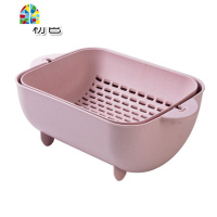 优思居 多功能洗菜盆塑料双层 家用客厅果盘厨房洗菜沥水盆 FENGHOU 绿色洗菜篮洗菜篮