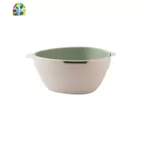 北欧双层洗菜盆厨房水多功能厨房用品置物架滤水篮水果盘 FENGHOU 红+黄—圆孔洗菜篮洗菜篮