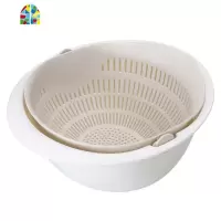 新疆 厨房塑料双层 水果篮滤水盆 旋转沥水盆蔬菜盆 FENGHOU 浅粉洗菜篮洗菜篮