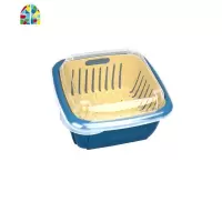 厨房双层洗菜盆镂空水果盆洗水果家用水果篮创意塑料洗菜篮 FENGHOU 深蓝