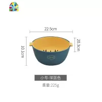 云纹 塑料水果双层北欧洗菜盆水果盘客厅家用菜篮淘米 FENGHOU 圆形-蓝色洗菜篮洗菜篮