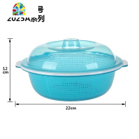 双层塑料保洁篮洗菜筐水果蔬菜盆厨房沥水篮带盖滴水筛淘菜篓 FENGHOU 透明红(中号-)2221系列洗菜篮洗菜篮