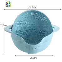 创意双层洗菜盆家用厨房洗水果洗菜篮塑料淘米筛水果盘 FENGHOU 新款大号洗菜篮[北欧绿]