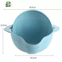 创意双层洗菜盆家用厨房洗水果洗菜篮塑料淘米筛水果盘 FENGHOU 新款大号洗菜篮[北欧蓝]