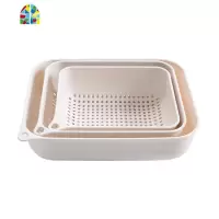 塑料厨房洗菜盆三件套家用洗菜篮子创意水果盆洗菜篮 FENGHOU 灰白色