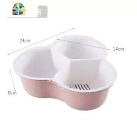 抖音同款塑料三分格双层蔬菜洗菜盆洗菜篮子火锅拼盘水果盘 FENGHOU 小号-分格北欧蓝