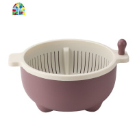 双层手摇式家用塑料洗水果洗菜盆密孔多用篮 FENGHOU 旋转浅绿洗菜篮洗菜篮