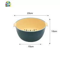 双层子水果盘洗菜盆家用厨房创意现代客厅家用果篮淘米 FENGHOU 小号O型黄蓝洗菜篮洗菜篮
