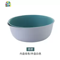 创意厨房洗菜篮客厅水果盆双层塑料沥水篮加厚多功能家用水果盘子 FENGHOU 抹茶绿圆款